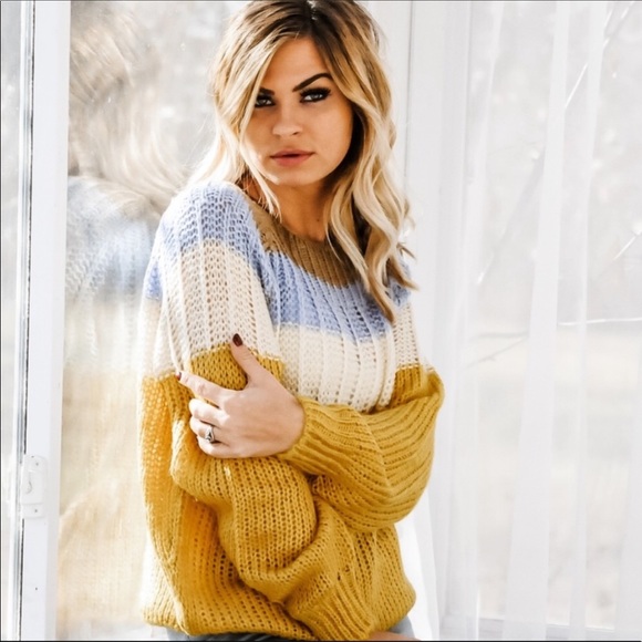 Private Label Sweaters - 💃🏻Stacy Color Block Knit Sweater